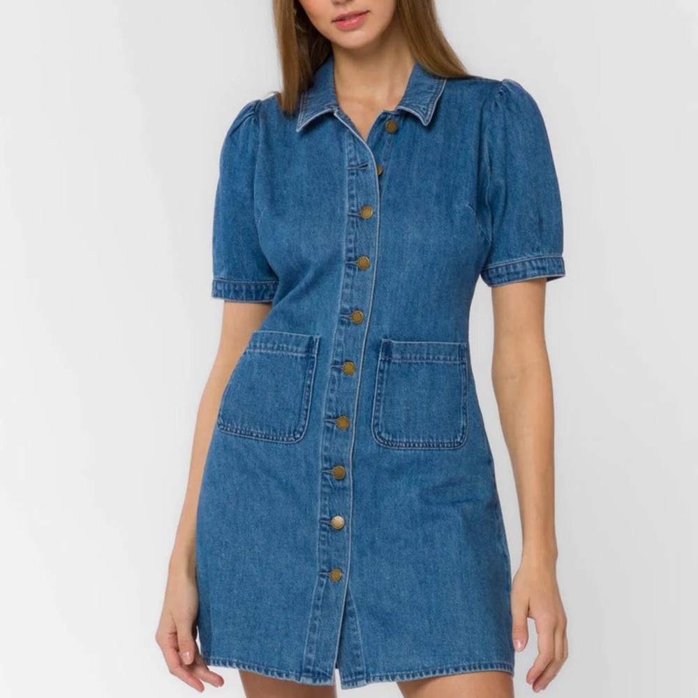 Velvet Heart Blue Denim Mini Dress 100% Cotton